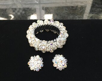 Vintage “Cha Cha” Aurora Borealis Bracelet and Earrings