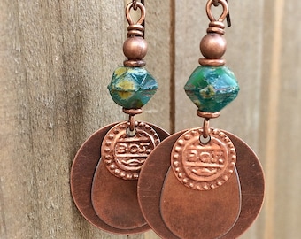 Bohemian Earrings - Dangle Earrings - Drop Earrings - Boho Earrings Dangle, Boho Earrings, Copper Dangle Earrings - Gift for Women