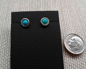 4 MM Sterling Silver Turquoise Post Earrings E-7