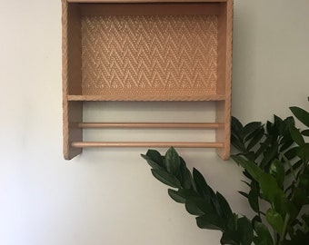 Vintage Wicker Towl Rack/Vintage Wicker Shelf/Boho Shelf/Wicker Wall Hanging/Wall Decor