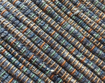 Hand Woven Rag Rug - Blue Cotton 26" x 40"