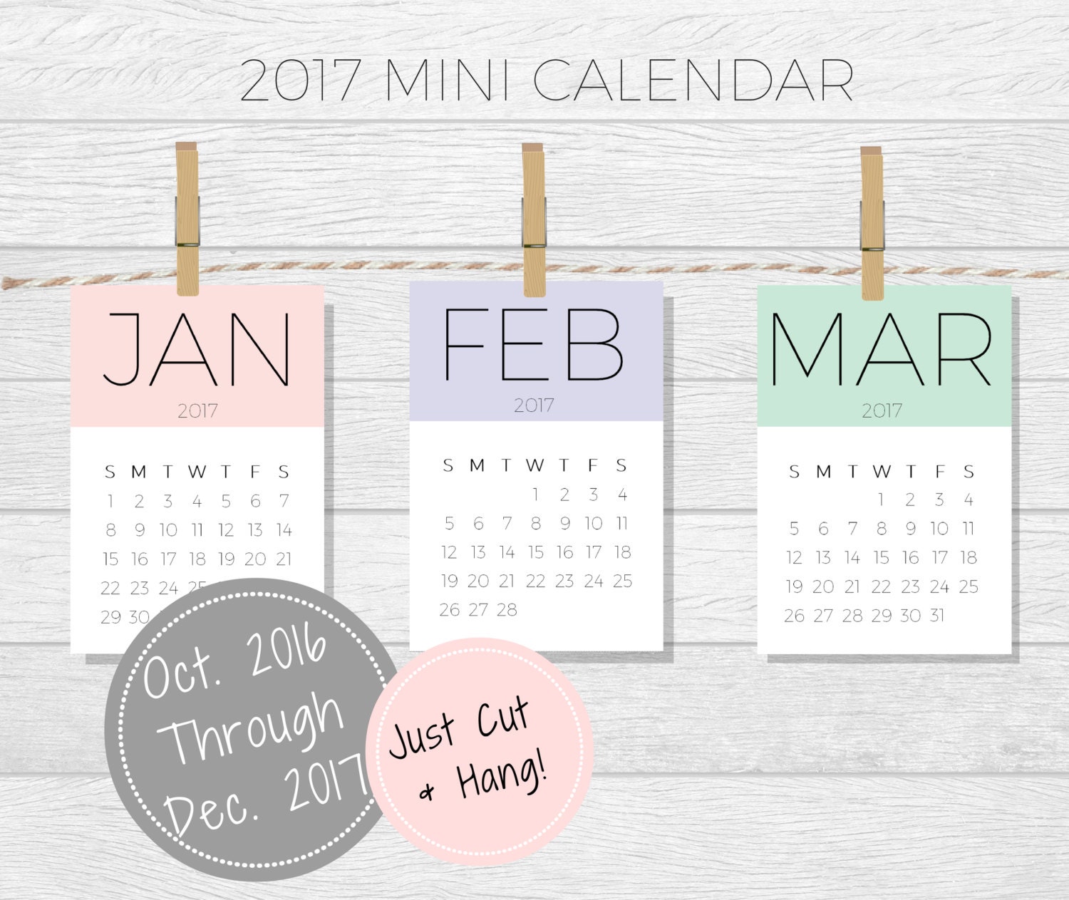 mini calendar 2018 printable