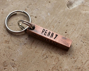 Copper Bar Dog Tag for Dogs - Pet ID Tag - Dog Tag - Personalized Name Tag - Custom Dog Collar Tag - Puppy Name Tag - Four Sided Tag - Penny