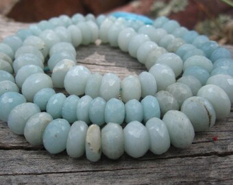 Aquamarine beads graduated full strand stone semiprecious gemstone