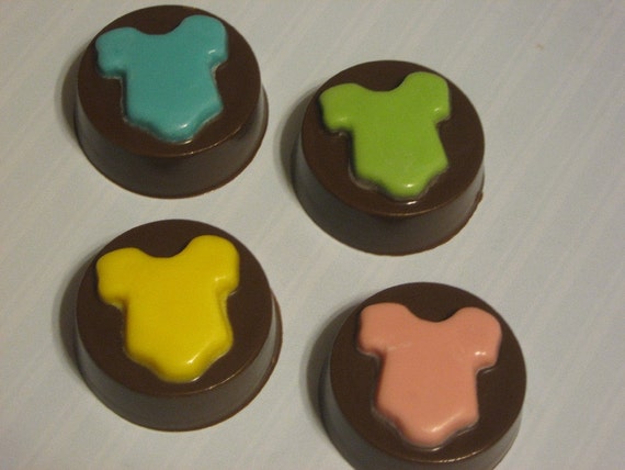 One dozen one piece baby shirt chocolate covered sandwich cookies