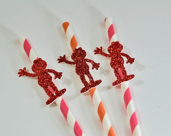 SHIPS FAST - 12 ct Elmo Birthday Straws, Elmo Birthday Party Decorations, Elmo Decorations, Elmo Party, Girl Elmo Birthday, Elmo Straws