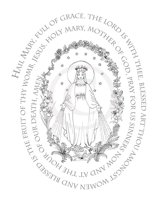 Coloring Page Hail Mary Prayer Digital download