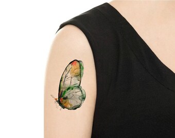 Temporary Tattoo - Milk Tea / Moon / Watercolor Bird / Watercolor Lion / Watercolor Whale / Tattoo Flash