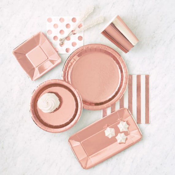8 CT Rose Gold Plates / Rose Gold Party Plates/ Rose Gold