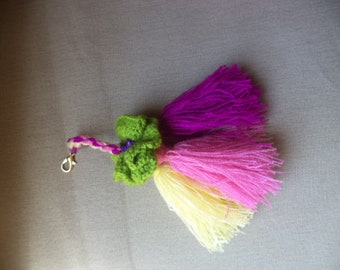BAG CHARM. COLORFUL.Key Chain embelishment. Pom Pom Charm. Tassel Charm. Tassel Handbag Charm. Tassel Embelishment. English