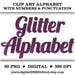 Clip Art Alphabet - Purple Glitter Letters & Numbers (Set of 82 Digital Scrapbook Embellishments) Wedding Bridal Queen Amethyst Sparkle
