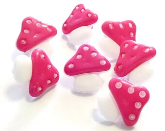 Lot 6 button mushroom fuchsia pink newborn baby couture