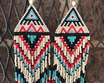 Cream Shoulder Duster fringe earrings
