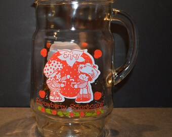 Vintage 1980 Strawberry Shortcake Glass Pitcher
