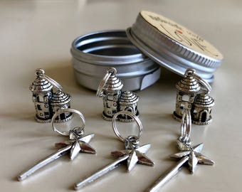 Stitch Markers, Set of 6 Stitch Markers, Fairytale Stitch Markers, Snag Free, Knitting Markers, Ring Markers, Crochet Markers, Luxury Set