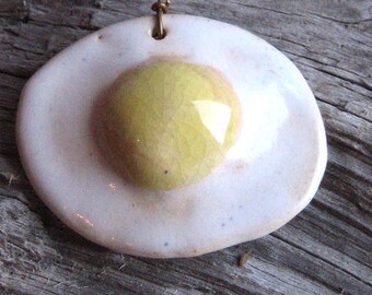 vintage ceramic sunny side up egg earring