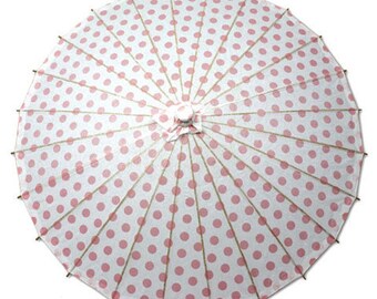 Pink Polka Dot Paper Parasol