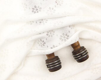 Off White Floral Pointelle Knit Fabric by the yard PDK00414