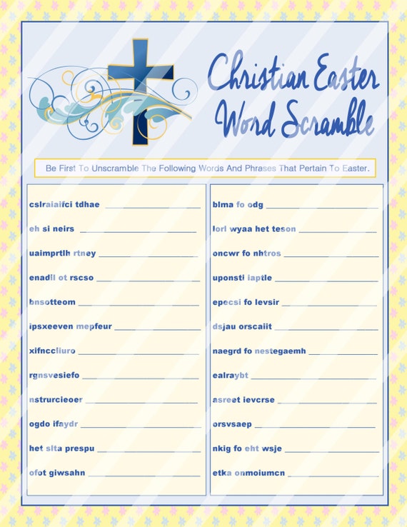 Easter Word Scramble Printable Christian Game Easter Bible