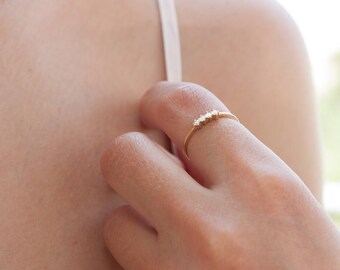 4 Stone Ring, Mothers Ring, Birthstone Ring, Personalized Ring, Gold Stacking Ring, Thin gold ring, Gold Ring, Gemstone Ring, Family Ring