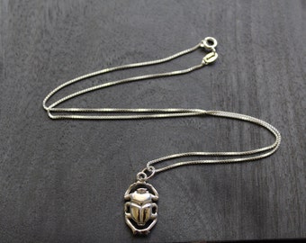 Scarab Egyptian Necklace Sterling Silver