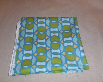 Destash- Cotton Fabric Remnant in Blue and Green For Quilting Or Crafting