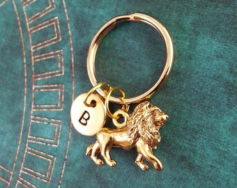 Lion Keychain SMALL Animal Keyring Custom Keyring Personalized Keychain Engraved Key Chain Big Cat Keyring Gold Necklace King of the Jungle