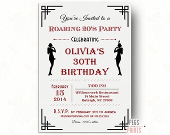 Printable Roaring 20s Invitation Roaring 20s Birthday