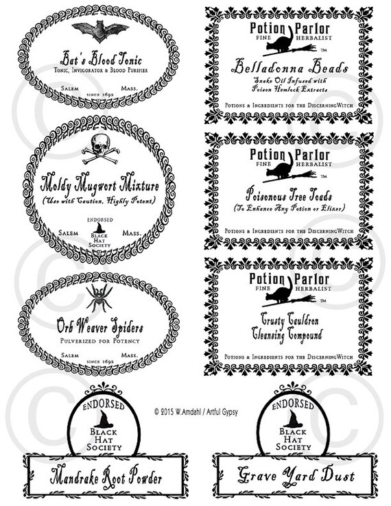 Halloween Labels Potion Potion Bottle Labels Potion