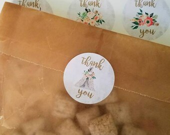 boho thank you stickers, boho favor stickers