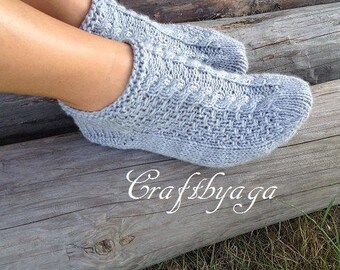 Hand knit wool slippers,Hand knit wool socks,Handmade socks,Hand knit slippers,Knitted Wool Socks,knitted wool slippers Wool socks for women