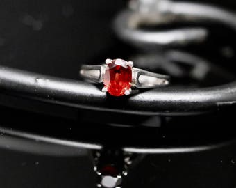 Vintage Sterling Silver Garnet Solitaire Ring, size 6.75 US, January birthstone, estate jewelry, 2nd anniversary gift, Valentine's gift