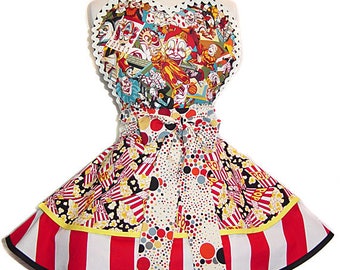 Creepy Clown Pinup Apron/Retro Apron/Woman’s Apron/Rockabilly/50s Style/Diner Apron