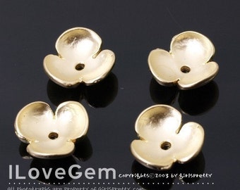NP-176 Matt Gold-plated Pewter Flower cap, 4pcs