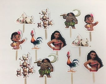 MOANA Cupcake Toppers / Die Cuts / Birthday Party / Decorations / Party Supplies / Decor
