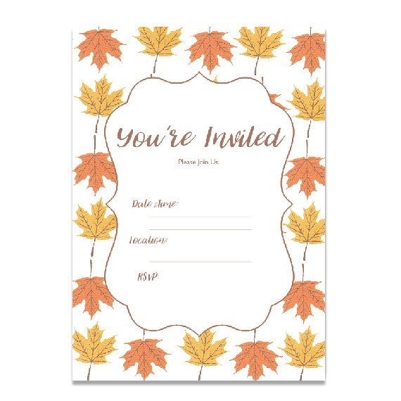 Items similar to Fall Instant Download Party invitation,Thanksgiving