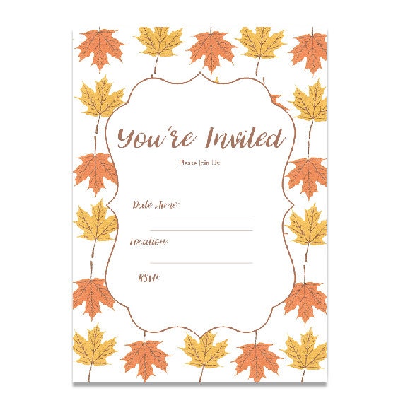 Items Similar To Fall Instant Download Party Invitation Thanksgiving Blank Printable Invites