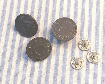 3 jeans buttons "Heart" grey