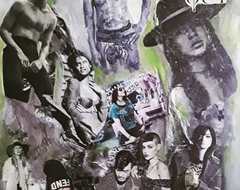 Art painting contemporary collage material acrylic