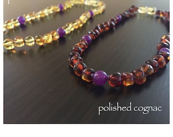 Baltic Amber Teething Necklace - PURPLE