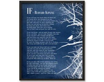 If by Rudyard Kipling Poster - Inspirational Poster - If Poem - Student Wall Art Poster - Dorm Decor - Poetry Wall Art Decor