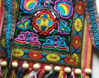 Vintage Bohemian Embroidered Fringe Festival Purse / Pouch Purse / Crossbody / Ethnic Bags / Hippie Chic