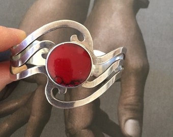 Bracelet adjustable 925 sterling silver and Red Jasper
