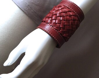 Leather bracelet, wide braided leather cuff, braided bracelet, boho chic bracelet, bohemian style jewelry, Pixie bracelet