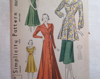 Antique 1930's Simplicity Pattern #2832 - size 36" Bust