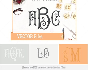 Fancy Fishtail Vine Monogram VECTOR Alphabet/Font: Design/ Instant Download; .ai .eps .psd .pdf .svg .dxf .emf | Cuttable Monogram Alphabet