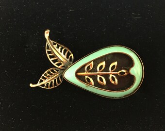 Vintage Matisse Teal Enamel Copper Brooch #150