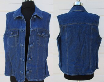 Dark Denim Vest Knot Button Vest by Austin Harris Sz L