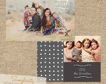 INSTANT DOWNLOAD Simplicity 5X7 Custom Photo Christmas Card Template