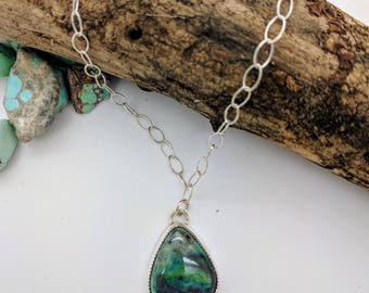 chrysocolla filigree sterling silver necklace